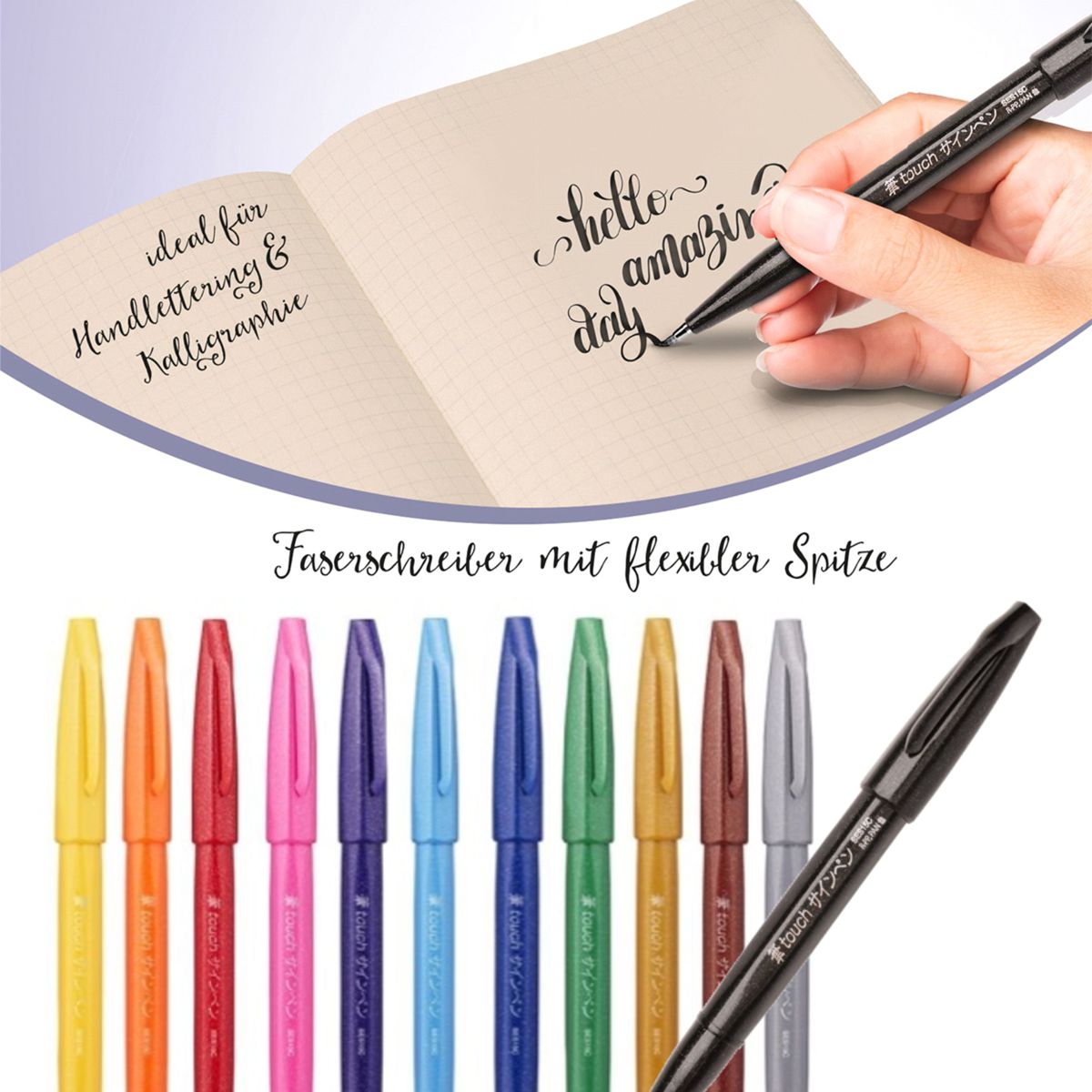 PENTEL Faserschreiber Sign Pen Brush 0,2 - 2,0mm schwarz