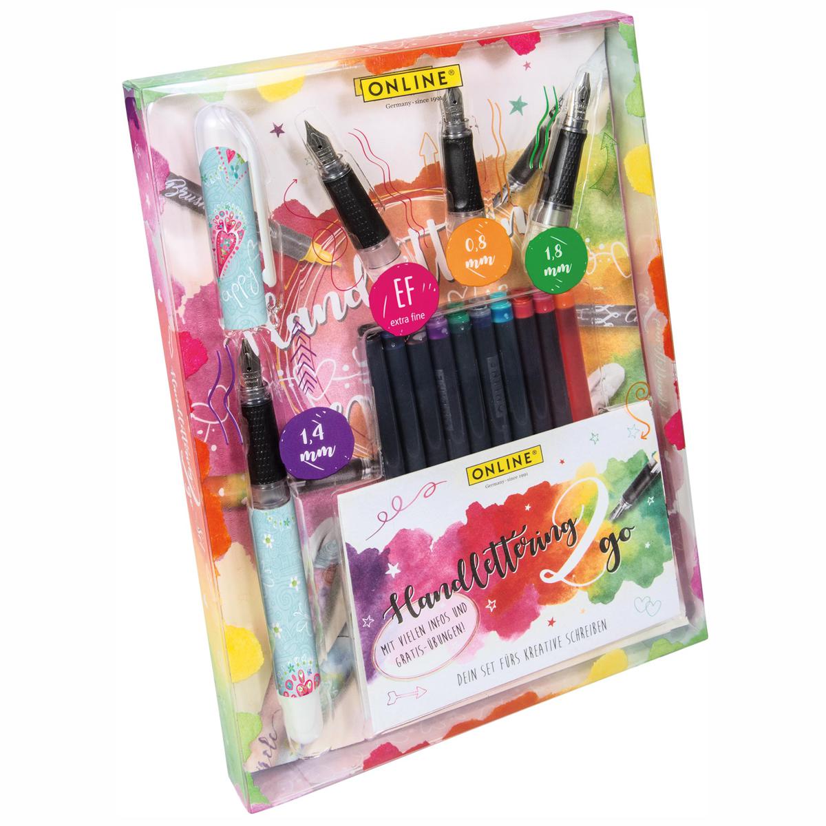 ONLINE BestWriter II Handlettering Set Be Happy EF / 0,8 / 1,4 / 1,8 + 10 Tintenpatronen