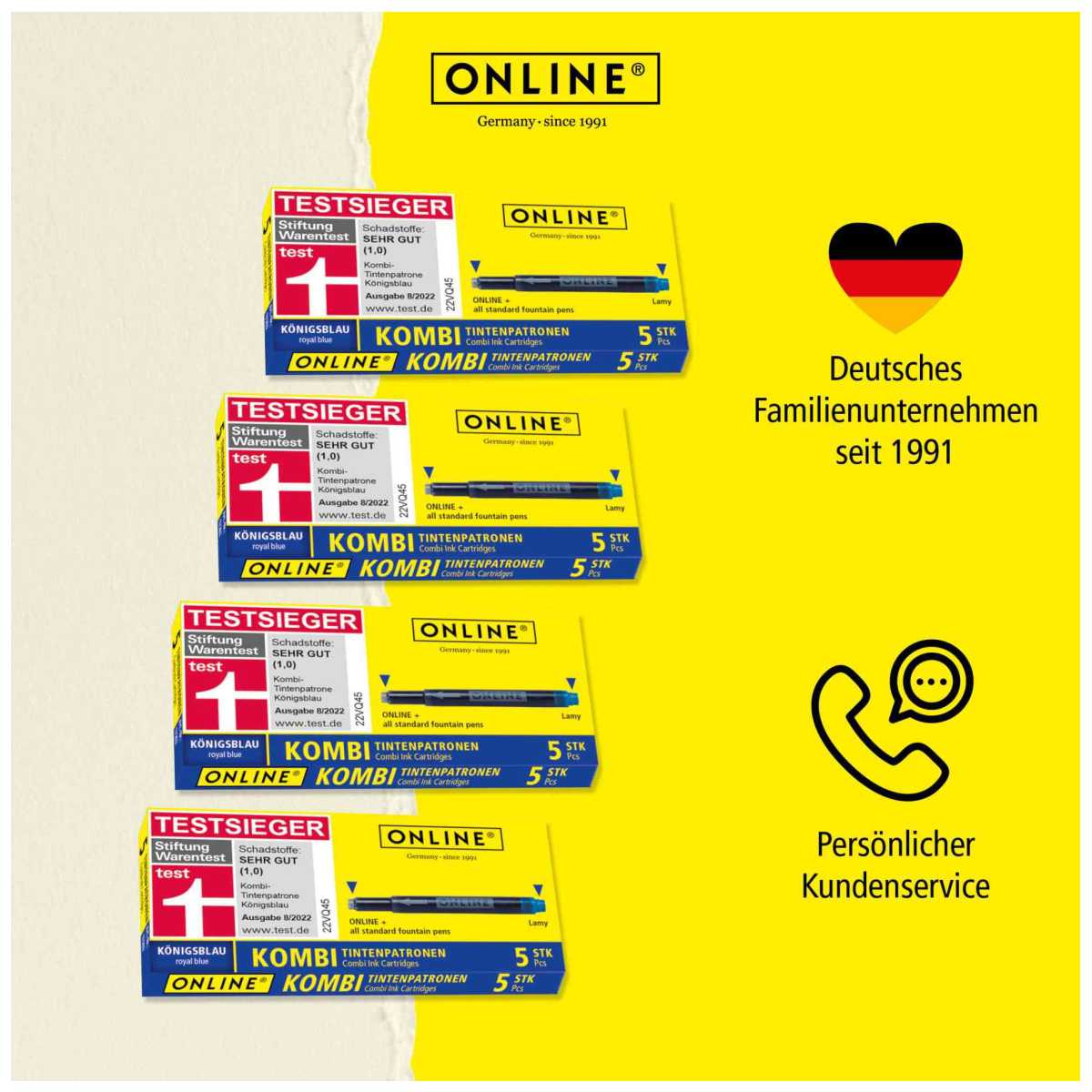 ONLINE Kombi Tintenpatrone königsblau 4 Pack a 5 Stück im  SPARPACK