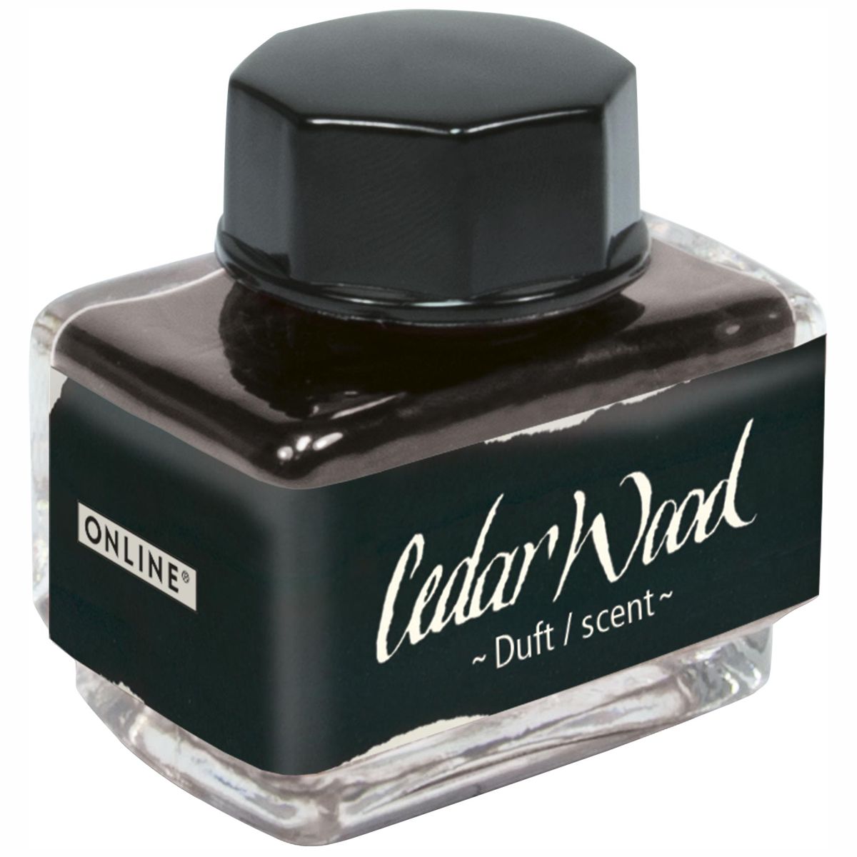 ONLINE Tinte im Glas mit Duft 15ml schwarz (Cedar Wood)