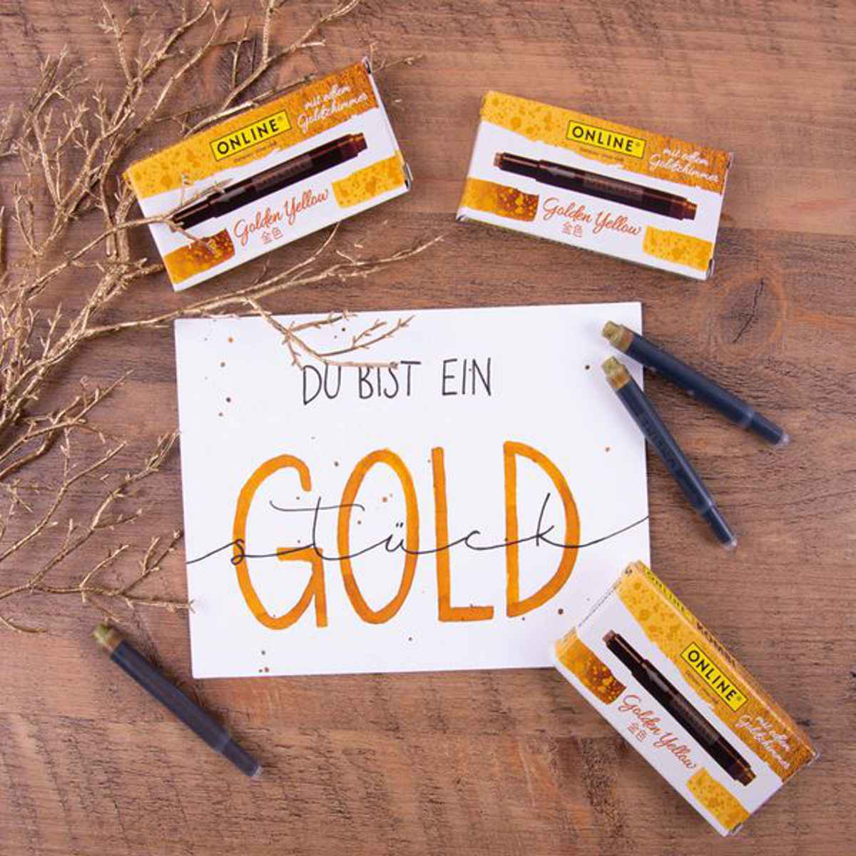 ONLINE Kombi Tintenpatrone gold -golden yellow- 5 Stück
