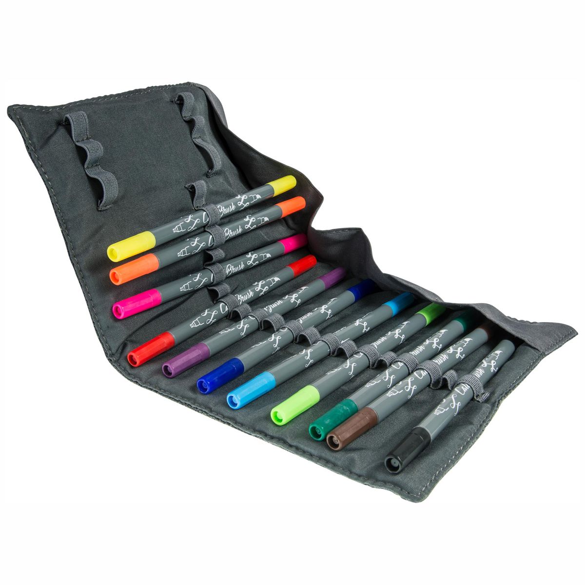 ONLINE Kalligraphie- / Pinsel Stift Calli.Brush 10+1 Farben im Stifterolle Etui
