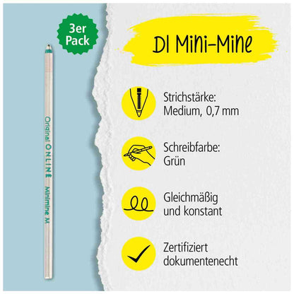 ONLINE Kugelschreibermine D1 4-Farb-Mine grün 3 Stück