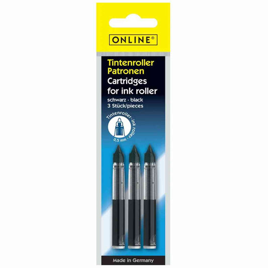 ONLINE Rollerpatrone schwarz 0,5mm 3 Stück