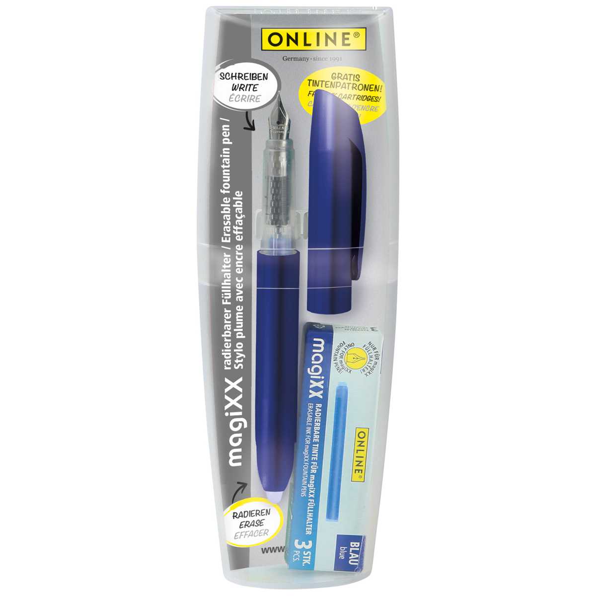 ONLINE Füllhalter Set MagiXX metallic blau inkl. Tinte in Box