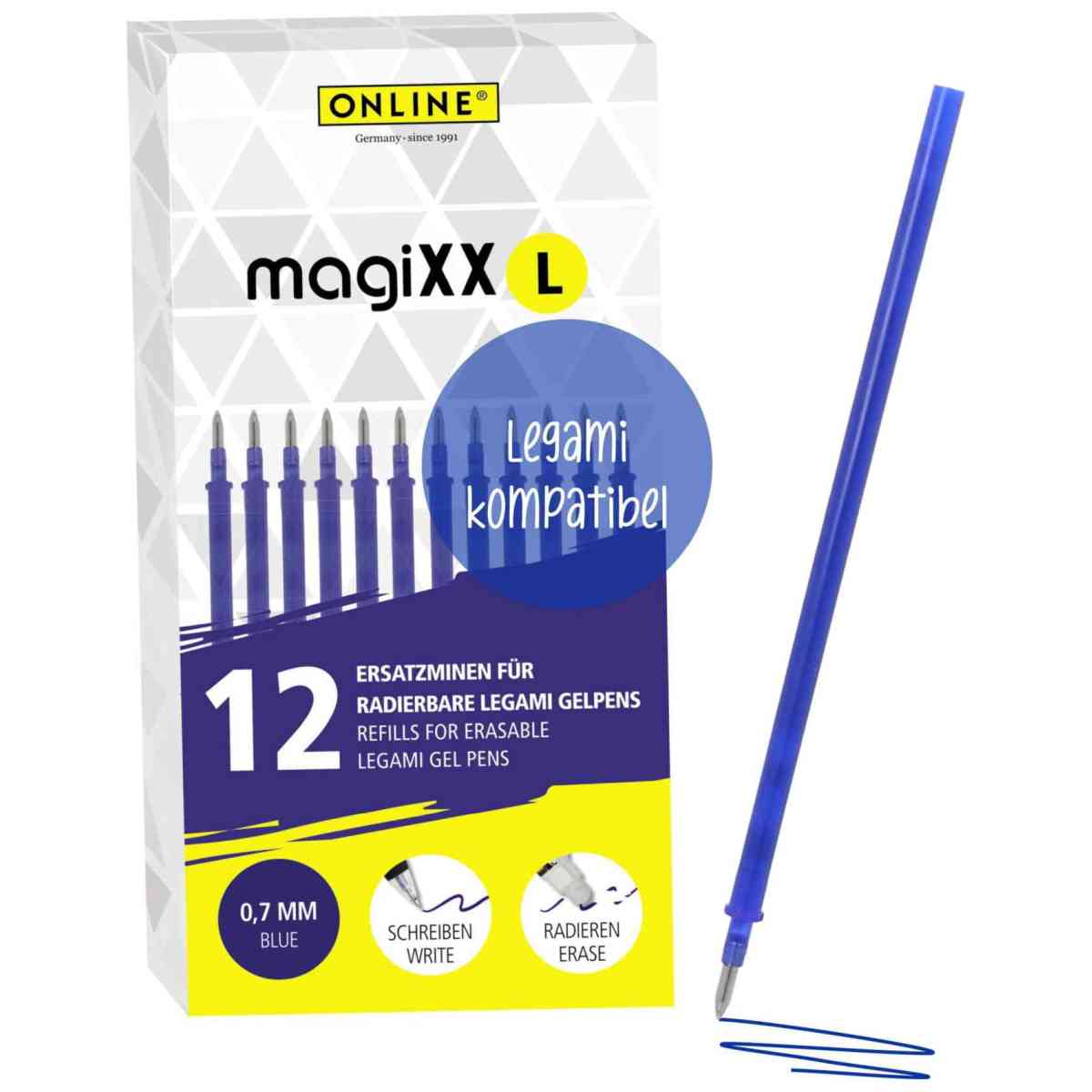 ONLINE Ersatzmine magiXX L für LEGAMI Gelschreiber 0,7mm 12 Stück blau