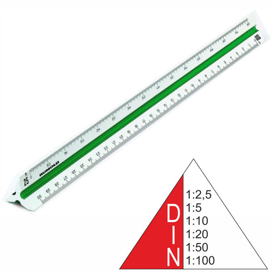 RUMOLD Dreikantmaßstab 150/DIN/30 Kunststoff 30cm weiß Ingenieur DIN 1:2,5 - 1:100