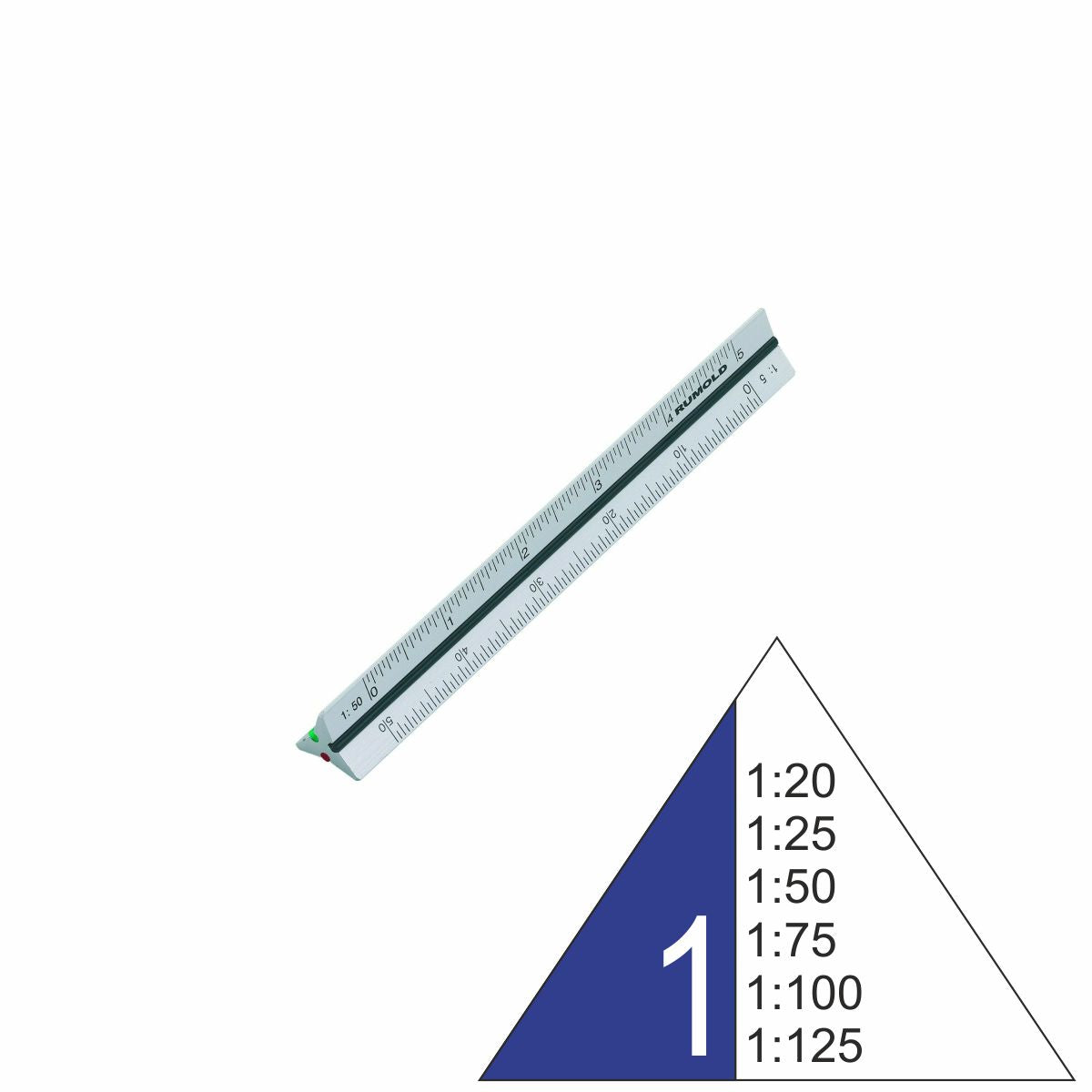 RUMOLD Dreikantmaßstab 195S/1/10 Architekt 1 10cm Aluminium 1:20 - 1:125
