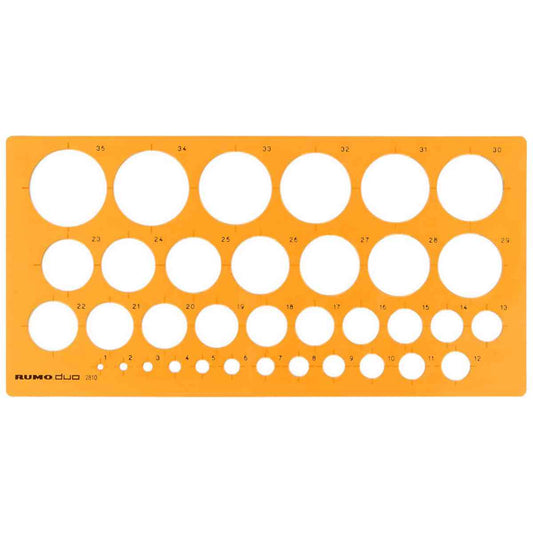 RUMOLD Kreisschablone 1-35 mm orange transparent