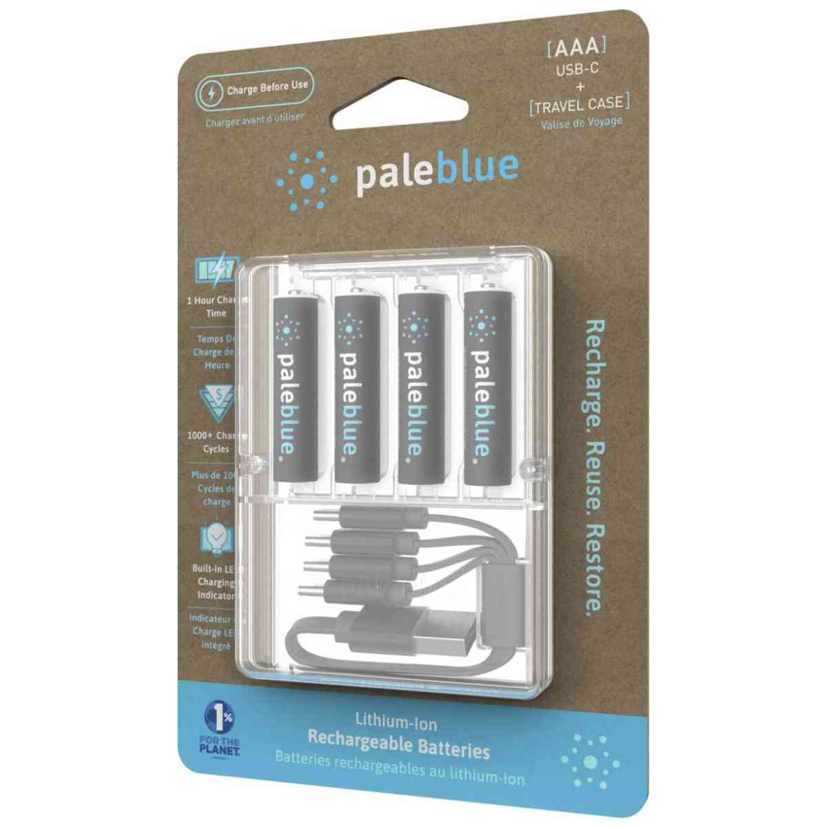 PALEBLUE Akku Micro AAA 1,5V USB-C 600mAh 4 Stück