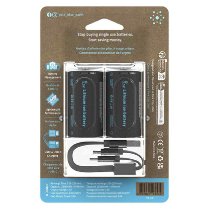 PALEBLUE Akku Mono D 1,5V USB-C 7400mAh 2 Stück