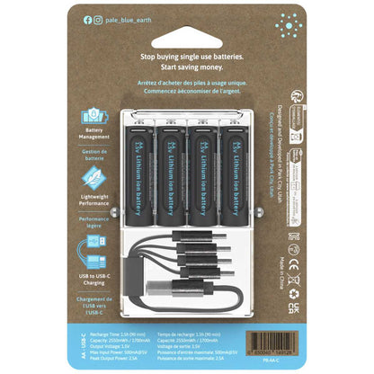 PALEBLUE Akku Mignon AA 1,5V USB-C 1700mAh 4 Stück