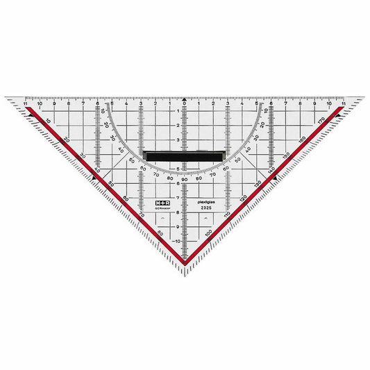 M+R Geodreieck mit abnehmbaren Griff 2323 22cm transparent mit Tuschenoppen