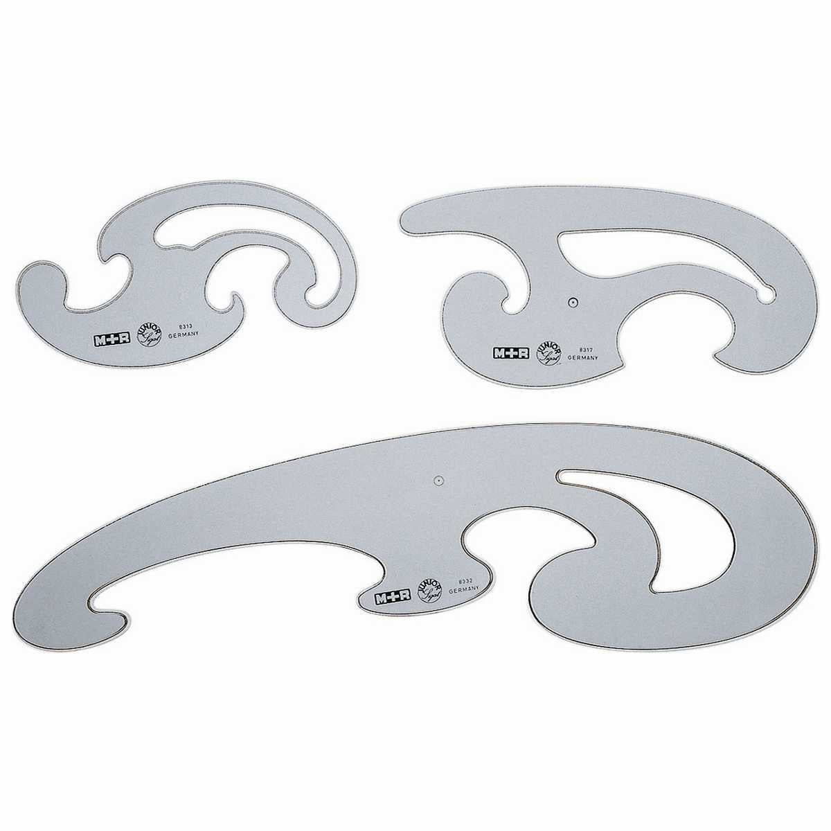 M+R Burmester Kurvenlineal Set 3-teilig rauch-transparent
