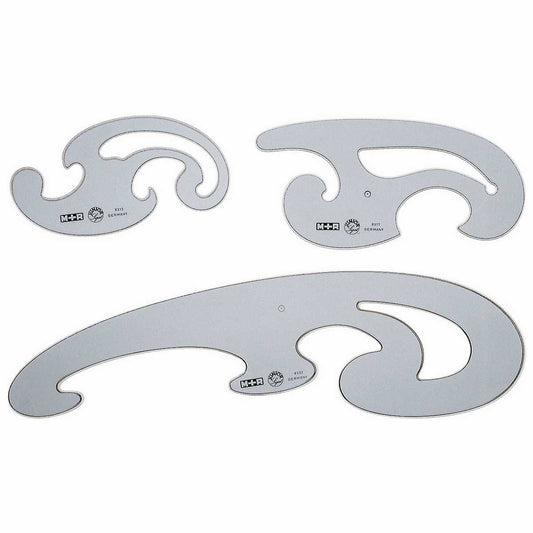 M+R Burmester Kurvenlineal Set 3-teilig rauch-transparent