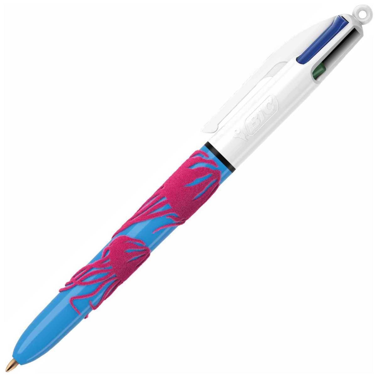 BIC 4-Farb-Kugelschreiber Velours blau / pink