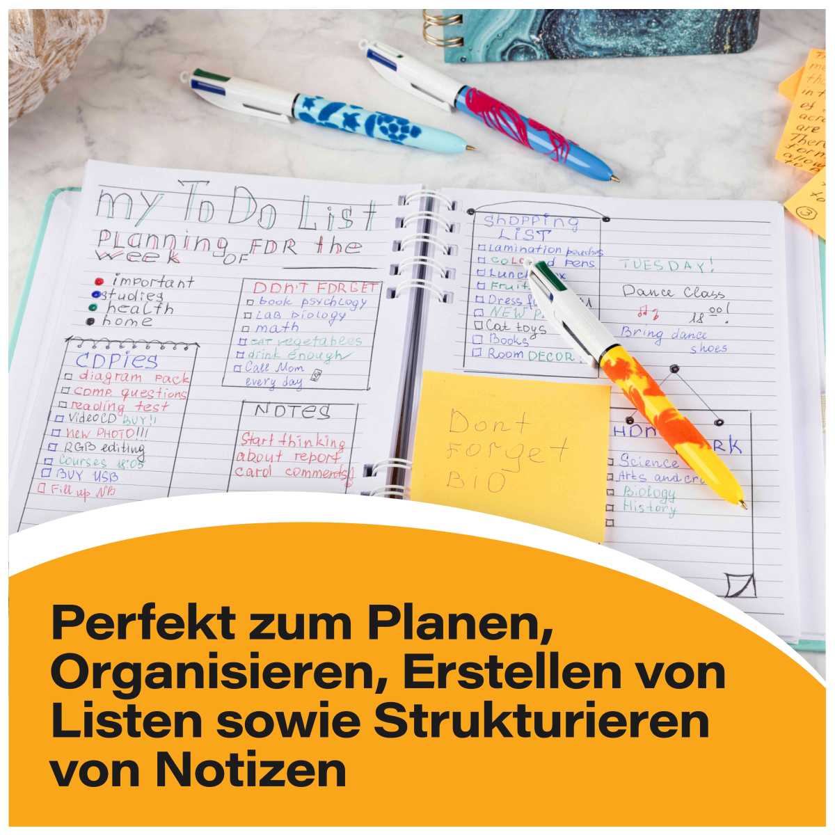 BIC 4-Farb-Kugelschreiber Velours blau / pink