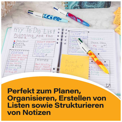 BIC 4-Farb-Kugelschreiber Velours blau / pink
