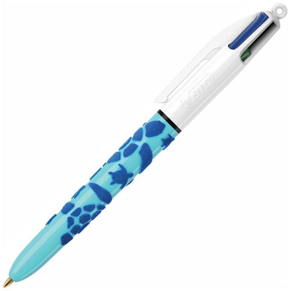 BIC 4-Farb-Kugelschreiber Velours hellblau / dunkelblau