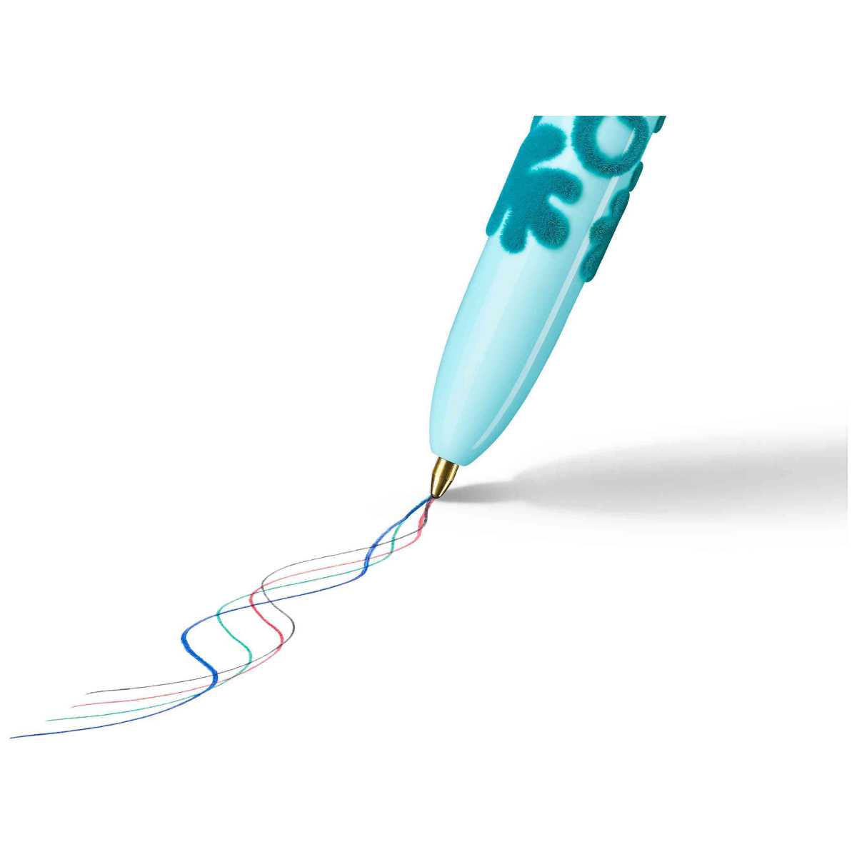 BIC 4-Farb-Kugelschreiber Velours hellblau / dunkelblau