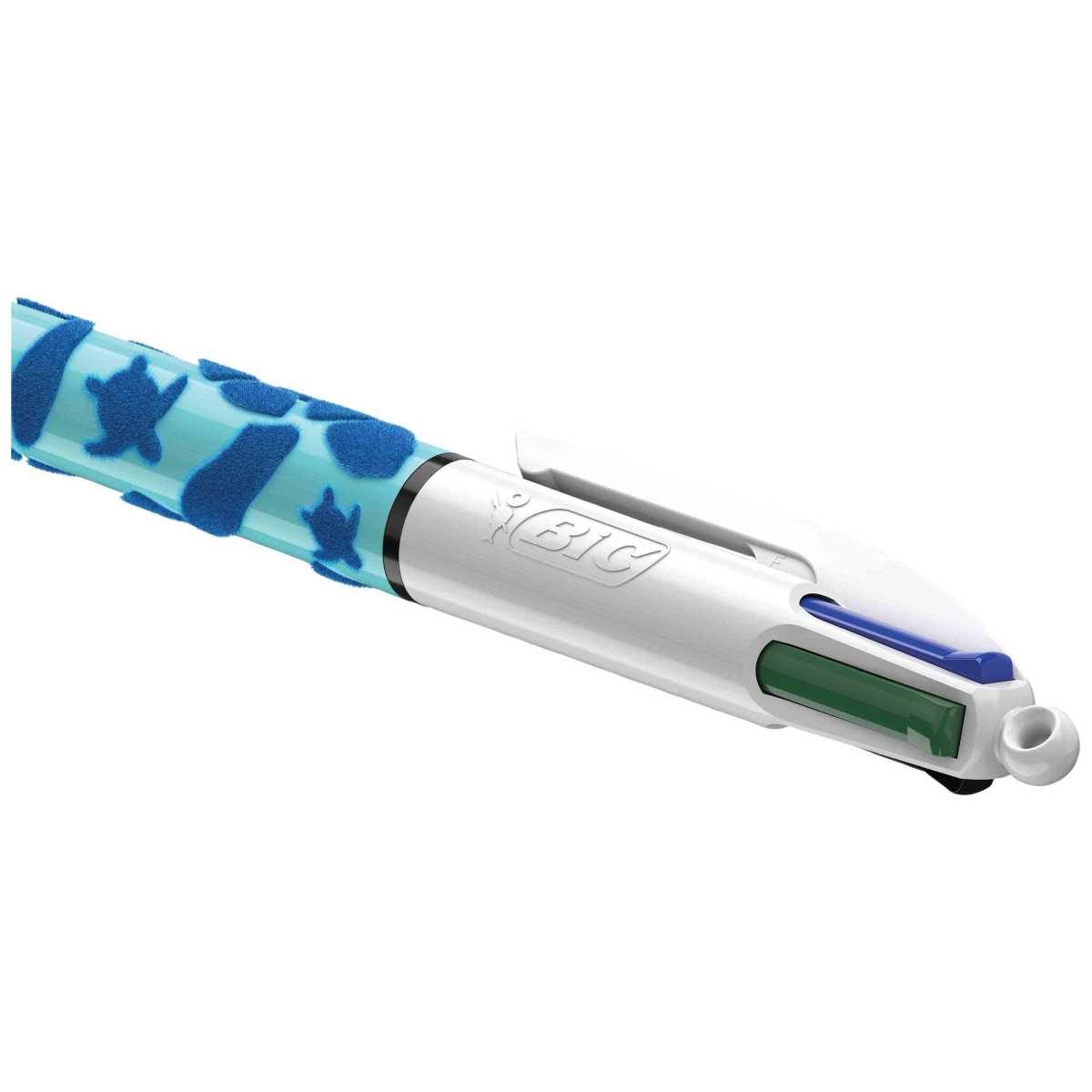 BIC 4-Farb-Kugelschreiber Velours hellblau / dunkelblau