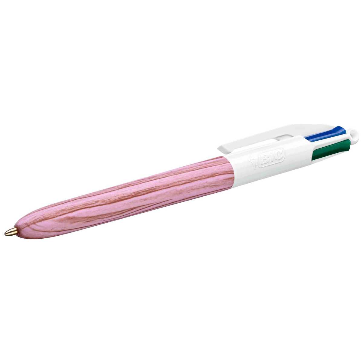 BIC 4-Farb-Kugelschreiber 4Colours WOOD STYLE rosa