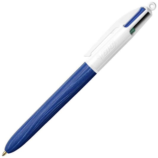 BIC 4-Farb-Kugelschreiber 4Colours WOOD STYLE blau