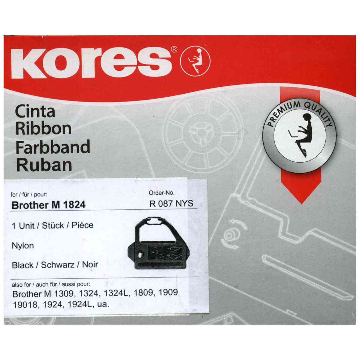 KORES Farbband für Brother M1824 R087 NYS schwarz