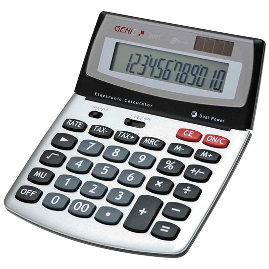 GENIE Tischrechner / Taschenrechner 560 T silber 12-stellig 12x16x3,5cm