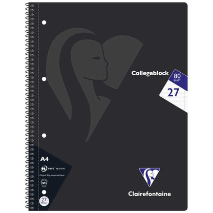 CLAIREFONTAINE Collegeblock INTENSIV A4 80 Blatt liniert Doppelrand LIN 27 90g -5 Stück SPARPACK-