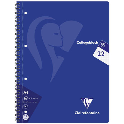CLAIREFONTAINE Collegeblock INTENSIV A4 80 Blatt kariert LIN 22 90g -5 Stück SPARPACK-