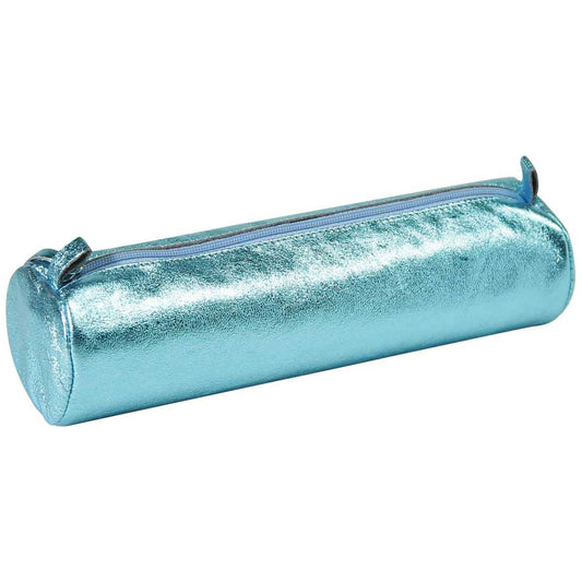 CLAIREFONTAINE Schlamperrolle rund 5,5 x 22cm echt Leder perlmutttürkis metallic