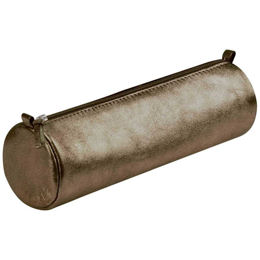 CLAIREFONTAINE Schlamperrolle rund 5,5 x 22cm echt Leder braun metallic