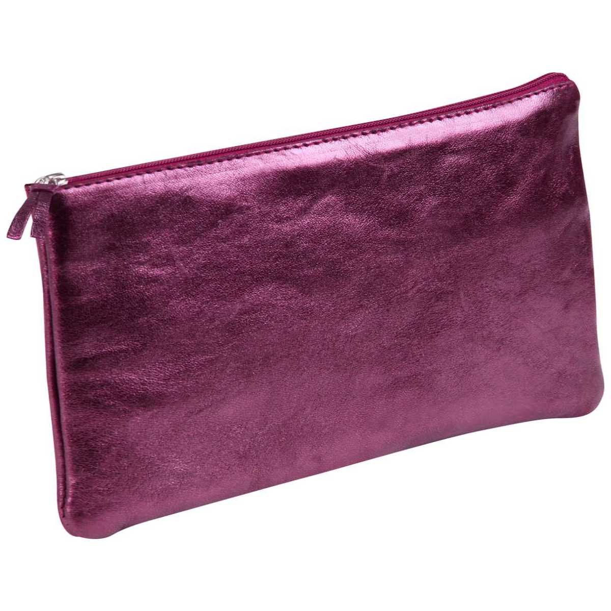 CLAIREFONTAINE Schlamperrolle flach 22 x 11cm echt Leder kirsche metallic