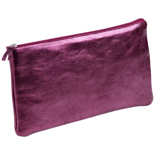 CLAIREFONTAINE Schlamperrolle flach 22 x 11cm echt Leder kirsche metallic