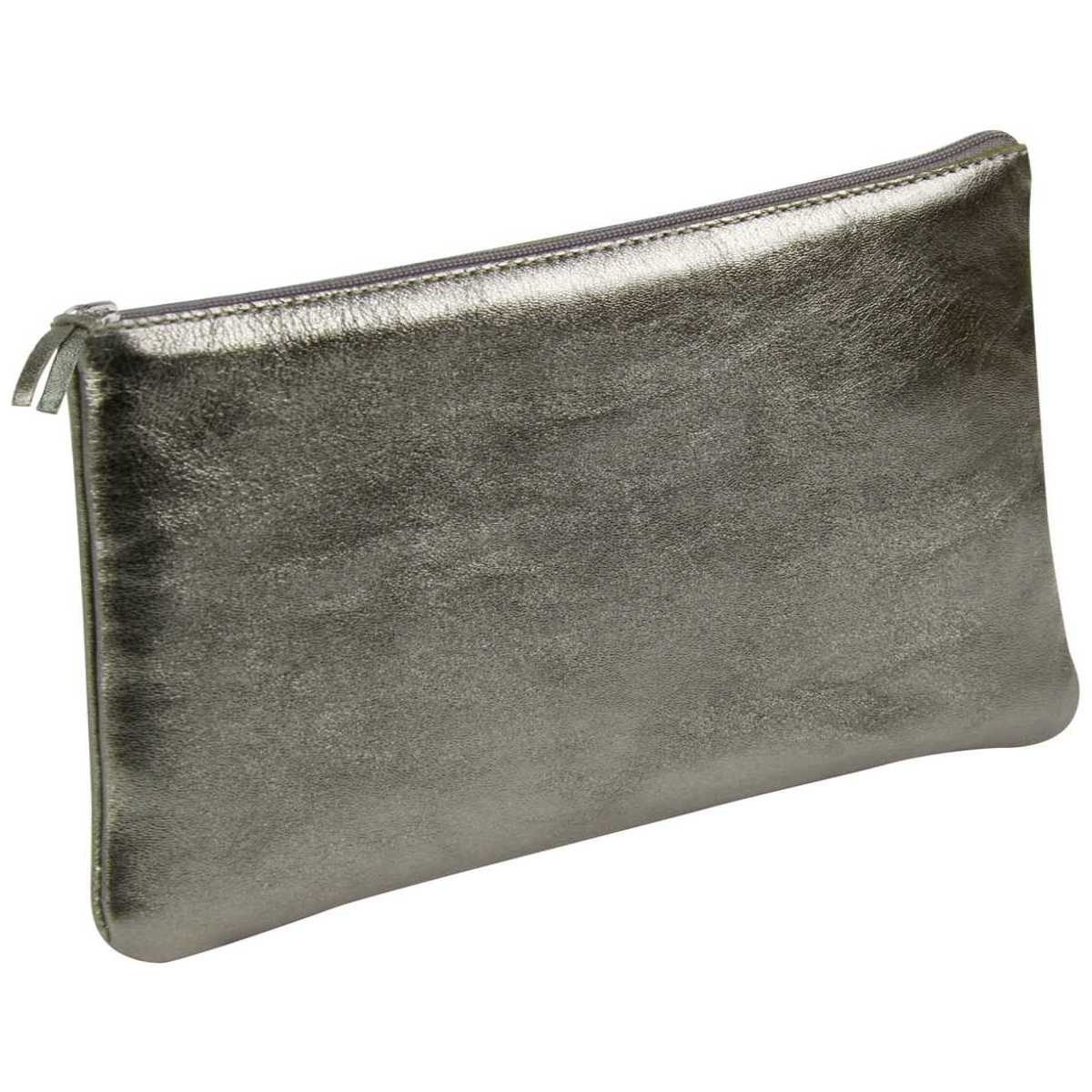 CLAIREFONTAINE Schlamperrolle flach 22 x 11cm echt Leder graphit metallic
