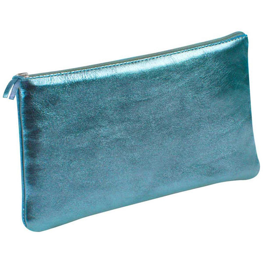 CLAIREFONTAINE Schlamperrolle flach 22 x 11cm echt Leder indigo metallic
