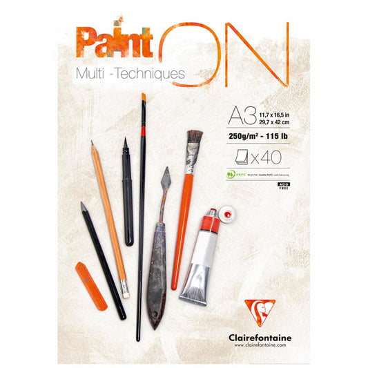 CLAIRFONTAINE Zeichenblock A3 Paint On Multi Öl Acryl Aquarell 250g 40 Blatt