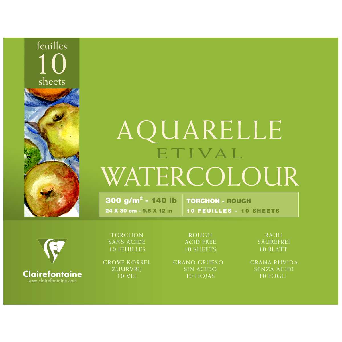CLAIRFONTAINE Aquarellblock ETIVAL 24x30cm 300g torchon 10 Blatt