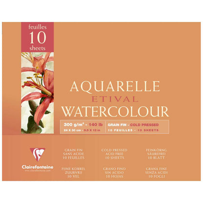 CLAIRFONTAINE Aquarellblock ETIVAL 24x30cm 300g matt 10 Blatt