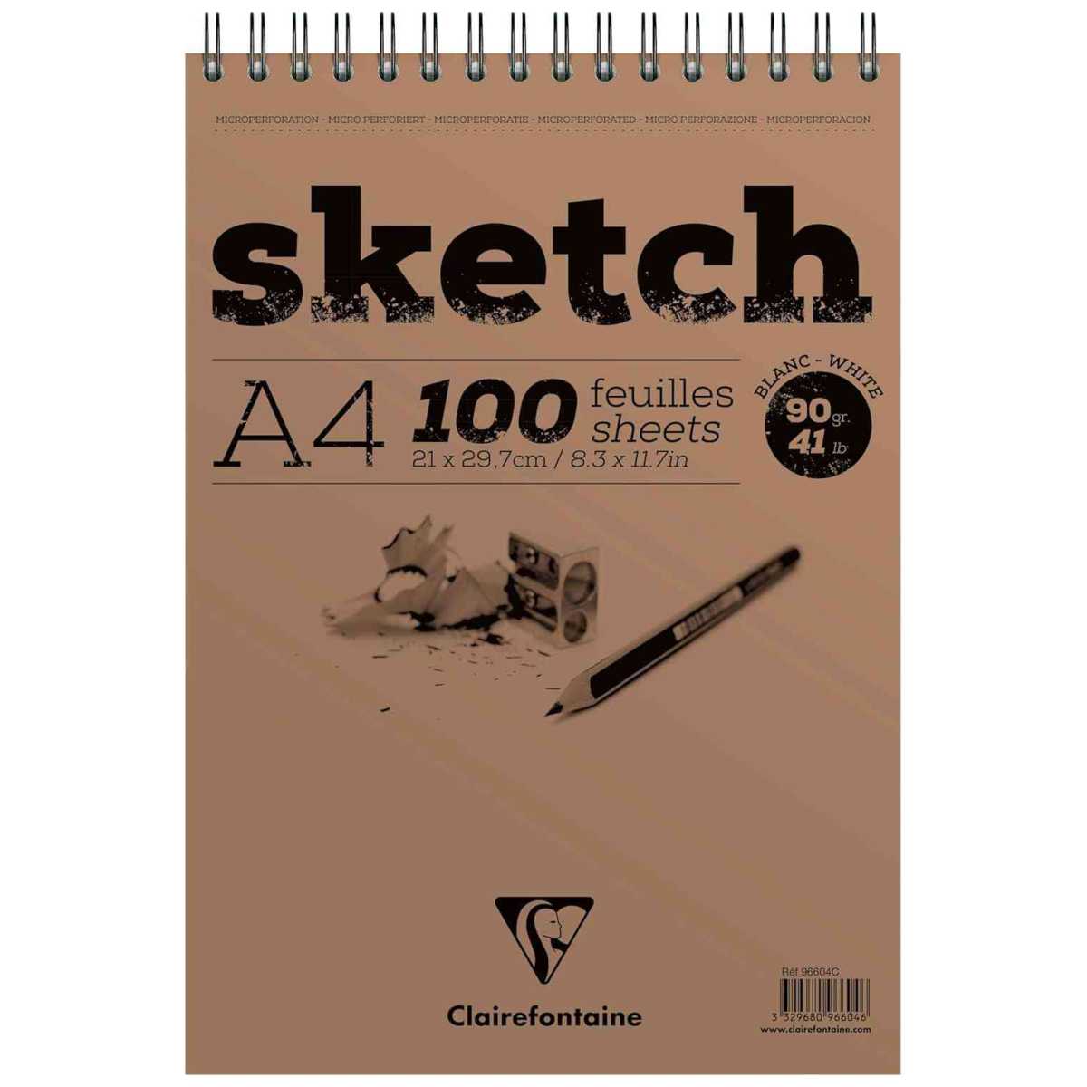 CLAIREFONTAINE Skizzenblock A4 90g 100 Blatt weiß