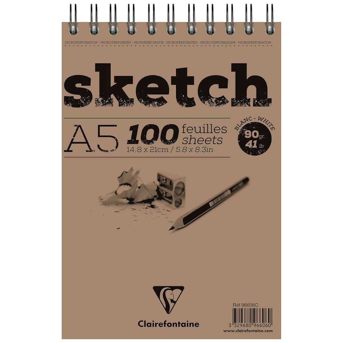 CLAIREFONTAINE Skizzenblock A5 90g 100 Blatt weiß