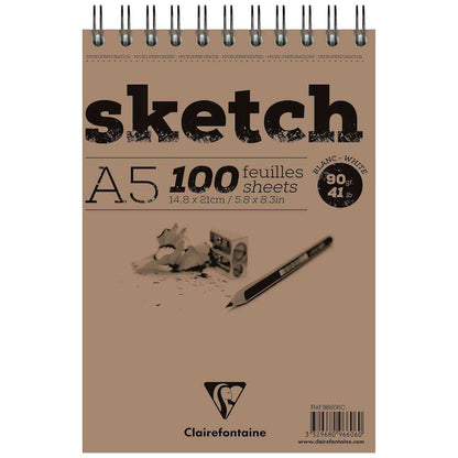 CLAIREFONTAINE Skizzenblock A5 90g 100 Blatt weiß