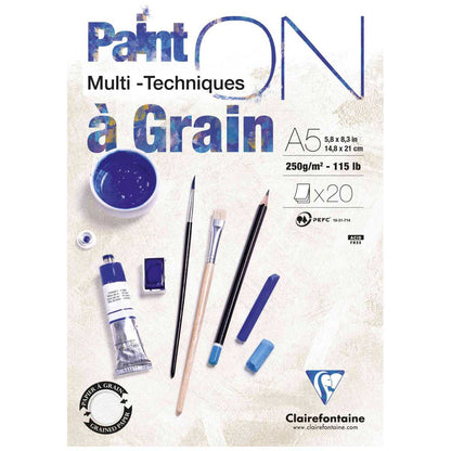 CLAIRFONTAINE Zeichenblock A5 Paint On Grain / gekörnt 250g 20 Blatt