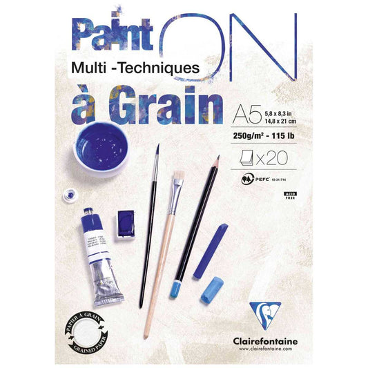CLAIRFONTAINE Zeichenblock A5 Paint On Grain / gekörnt 250g 20 Blatt