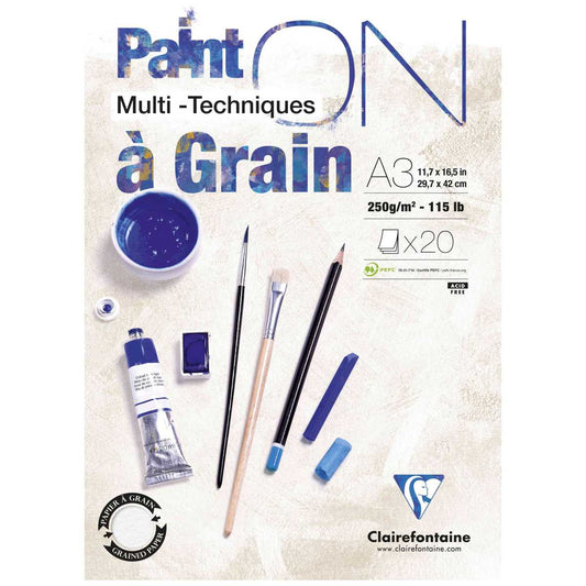 CLAIRFONTAINE Zeichenblock A3 Paint On Grain / gekörnt 250g 20 Blatt