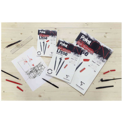 CLAIRFONTAINE Zeichenblock A5 Paint On Lisse Bleistift / Filzstift 250g 25 Blatt
