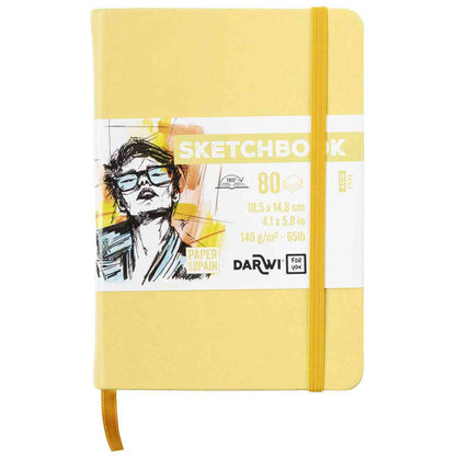 DARWI Skizzenbuch mit Gummizug A6 80 Blatt 140g hellgelb