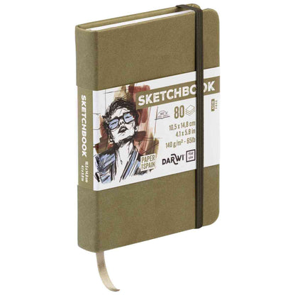 DARWI Skizzenbuch mit Gummizug A6 80 Blatt 140g khaki