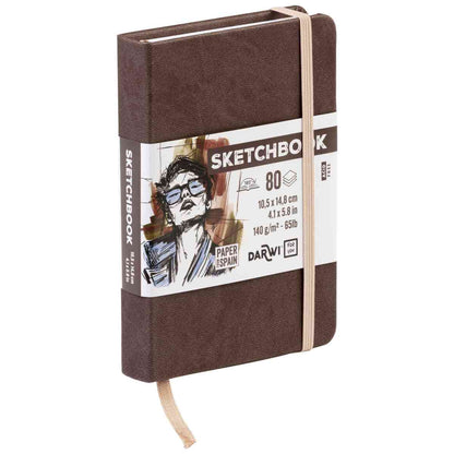 DARWI Skizzenbuch mit Gummizug A6 80 Blatt 140g braun